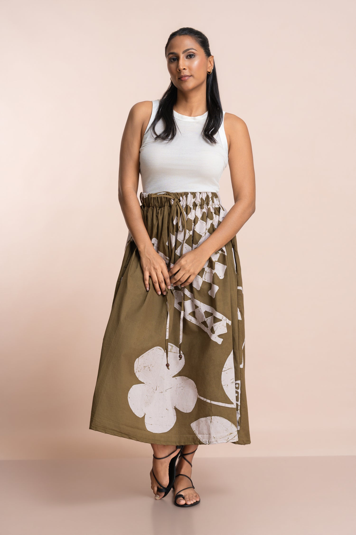 Khaki Bloom Skirt