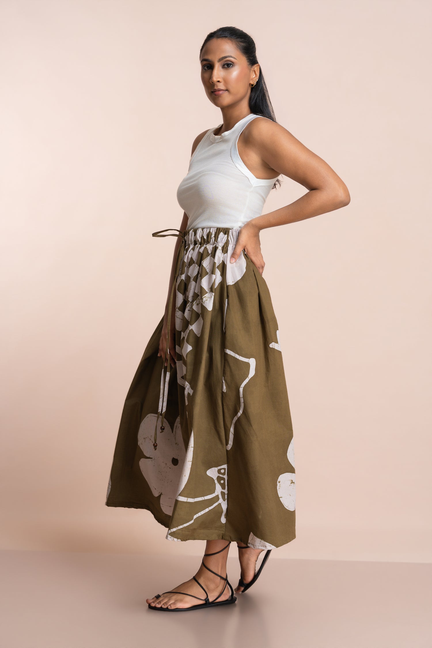 Khaki Bloom Skirt
