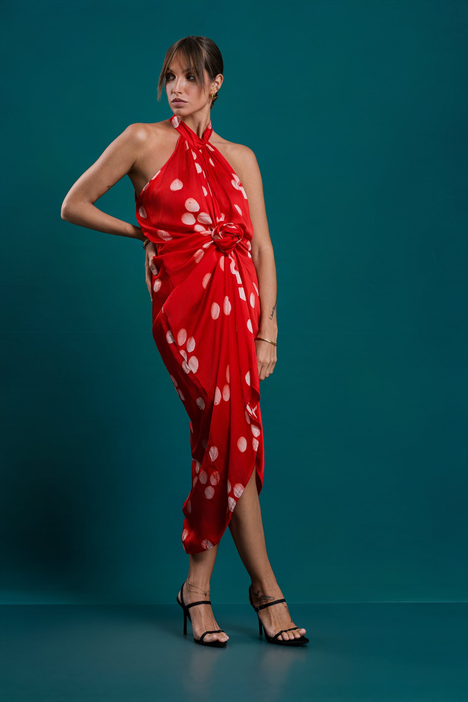 Lumina | Rosette Red Knot Dress