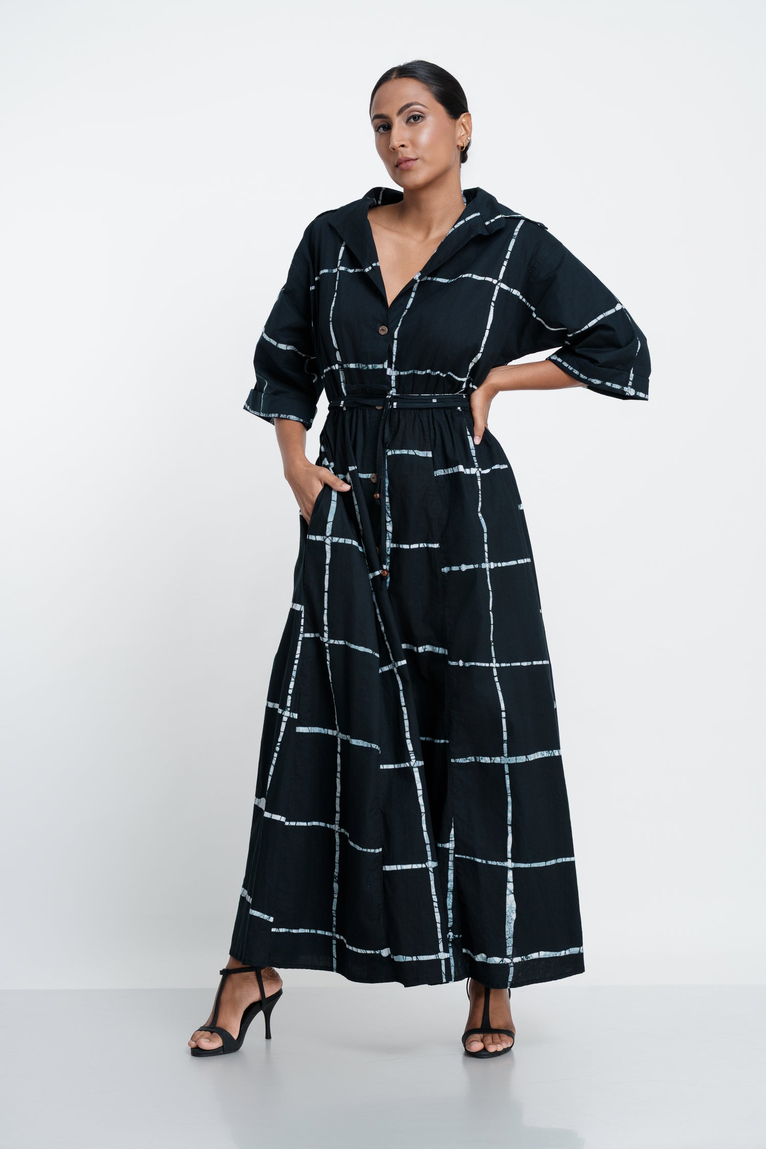 The Black Grid Shirt Dress