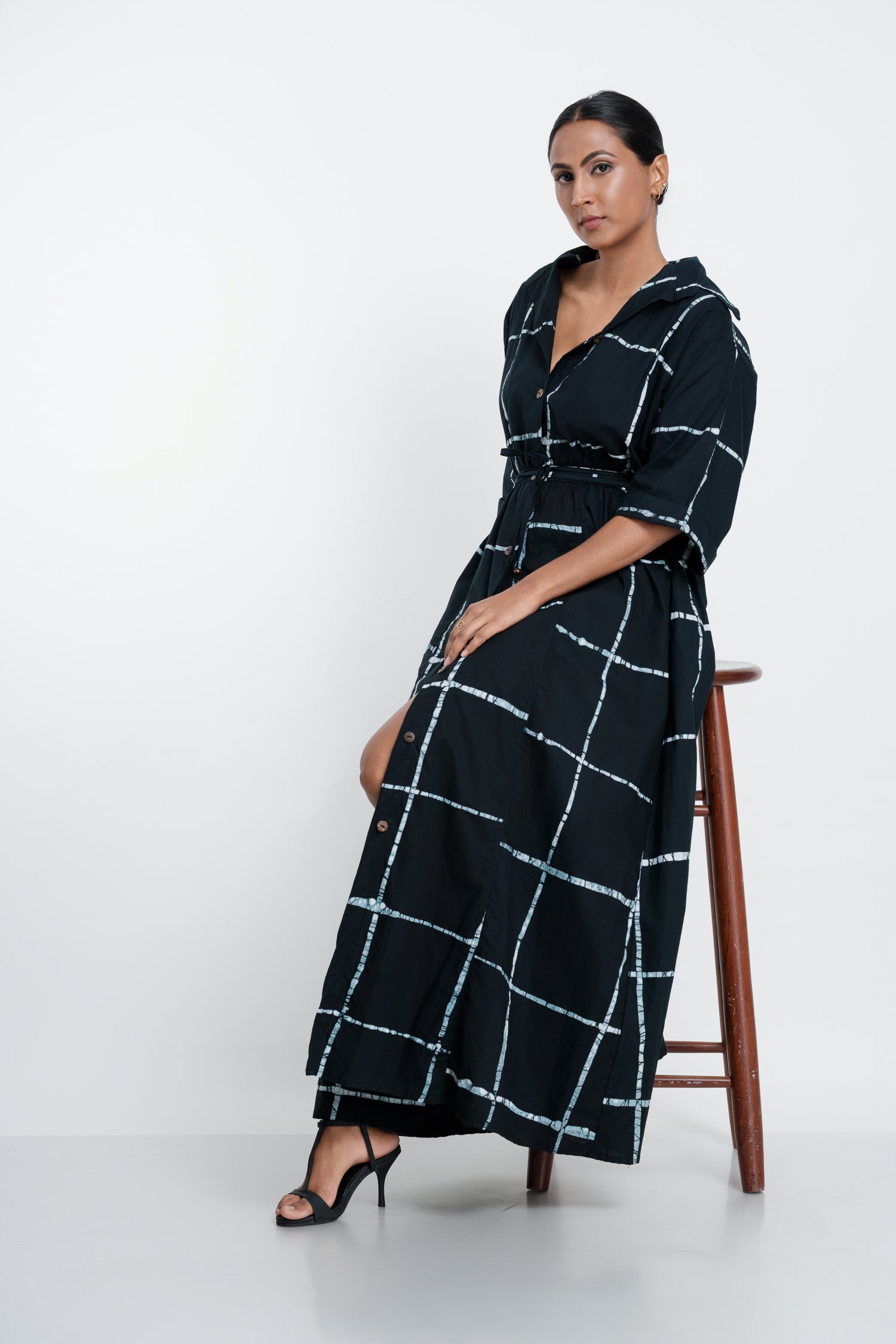 The Black Grid Shirt Dress