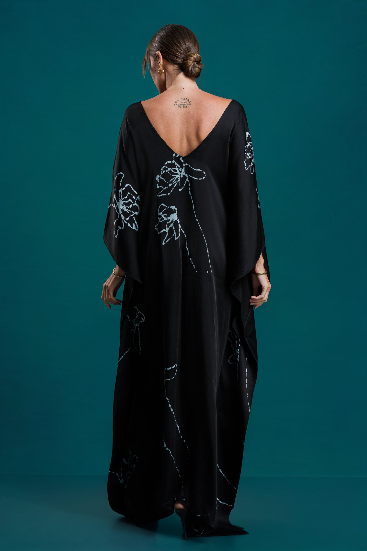 Lumina | Noir Black Rose Kaftan
