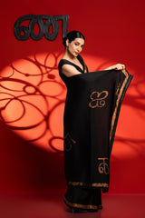 Ira – Black & Gold Tamil Letter Saree