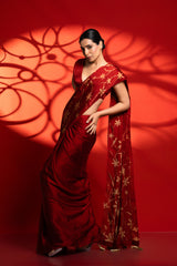 Devika – Red & Gold Full Floral Saree