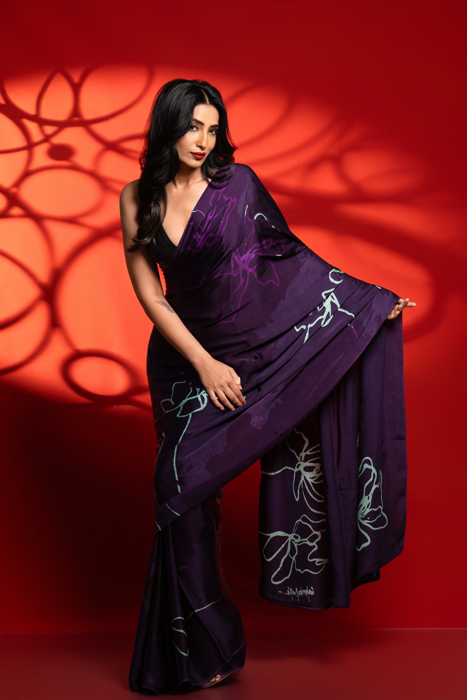 Kaira – Purple Rose Sketch Saree