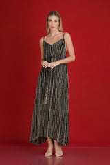 Gold and Black Elegance Backless Dress