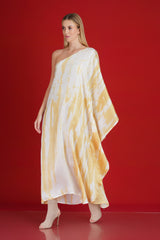 Abstract Gold Elegance one shoulder dress
