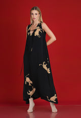 Golden Panthera: Black & Gold Tiger  Maxi Dress