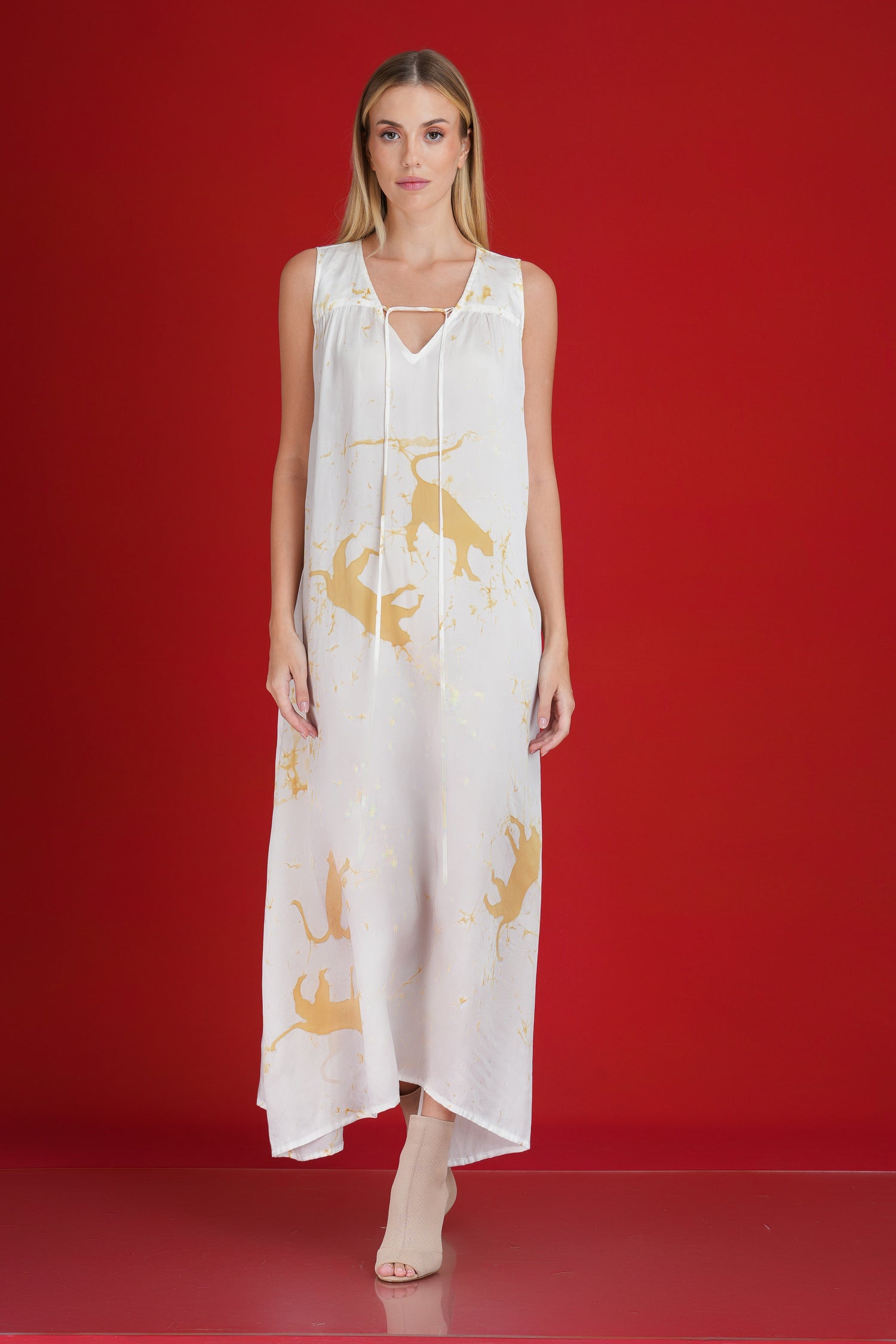 Golden Majesty: Tiger Print  Maxi Dress