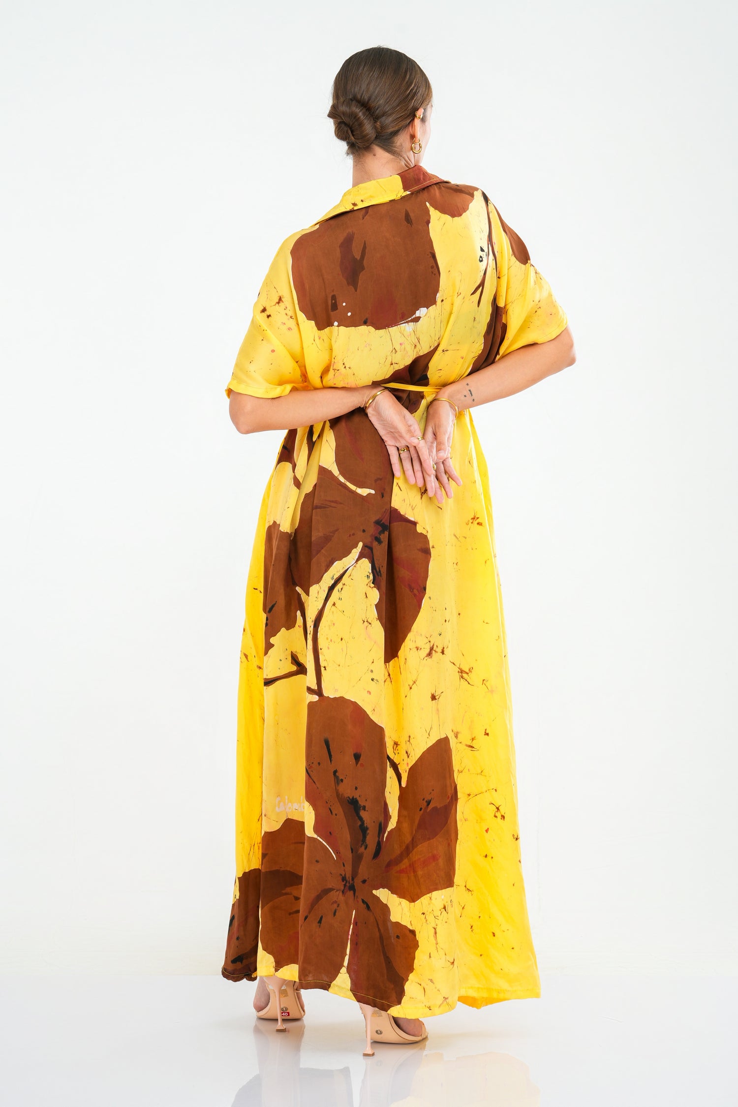 Golden Bloom Shirt Dress