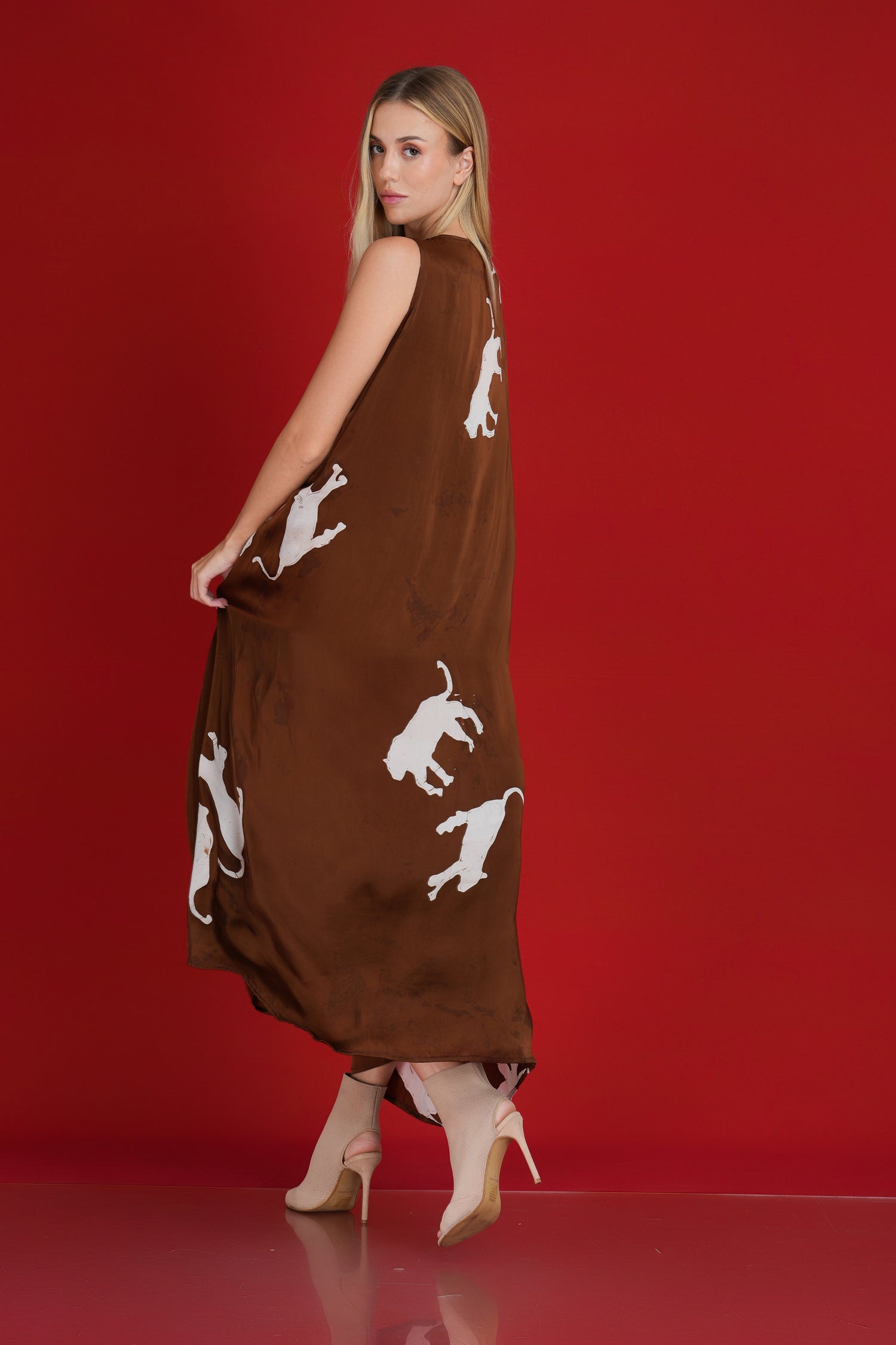 Safari Chic: Brown & White Tiger Maxi Dress