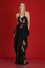 Classic Equine Chic: Black & Gold Kaftan