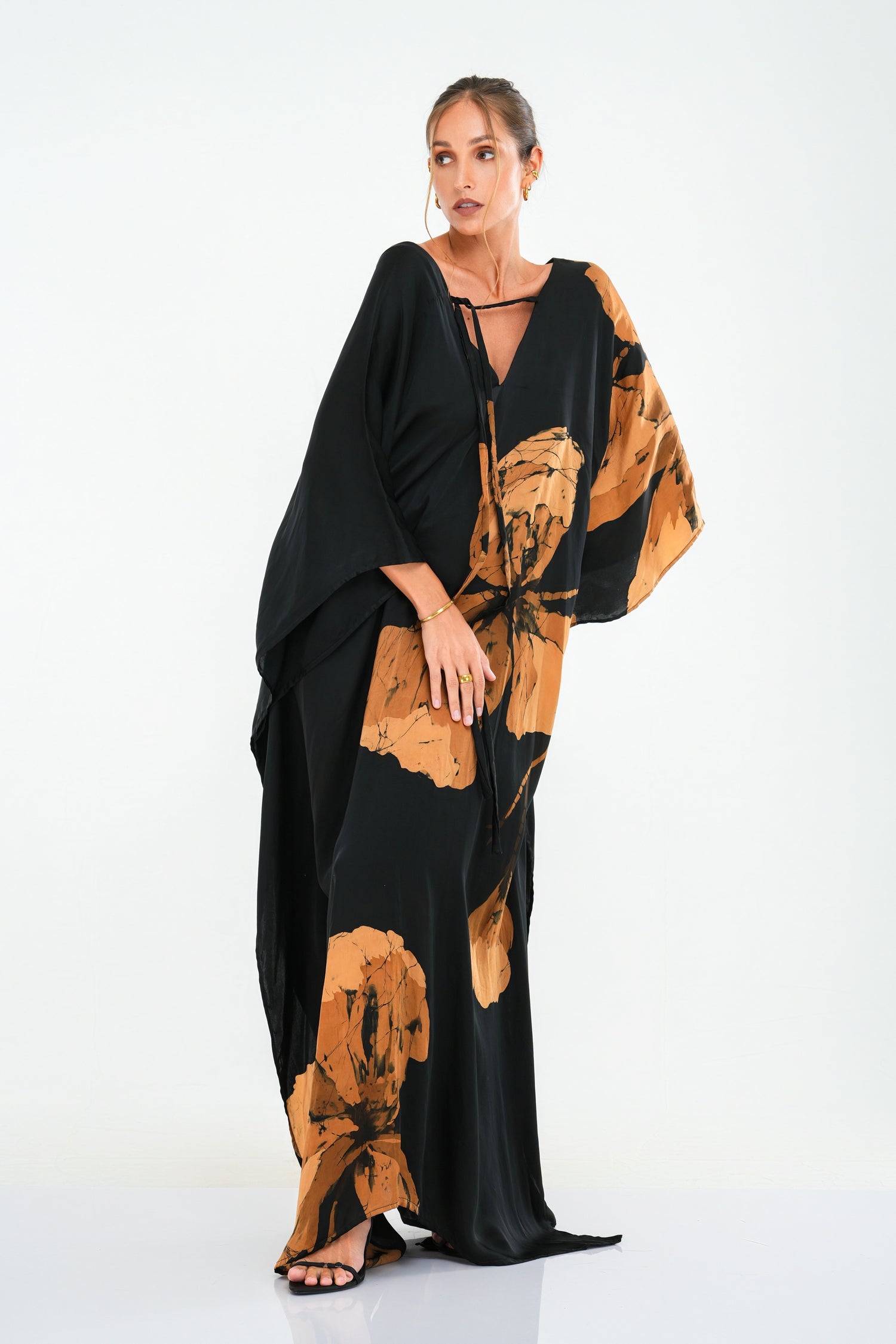 Luxe Black Floral Caftan