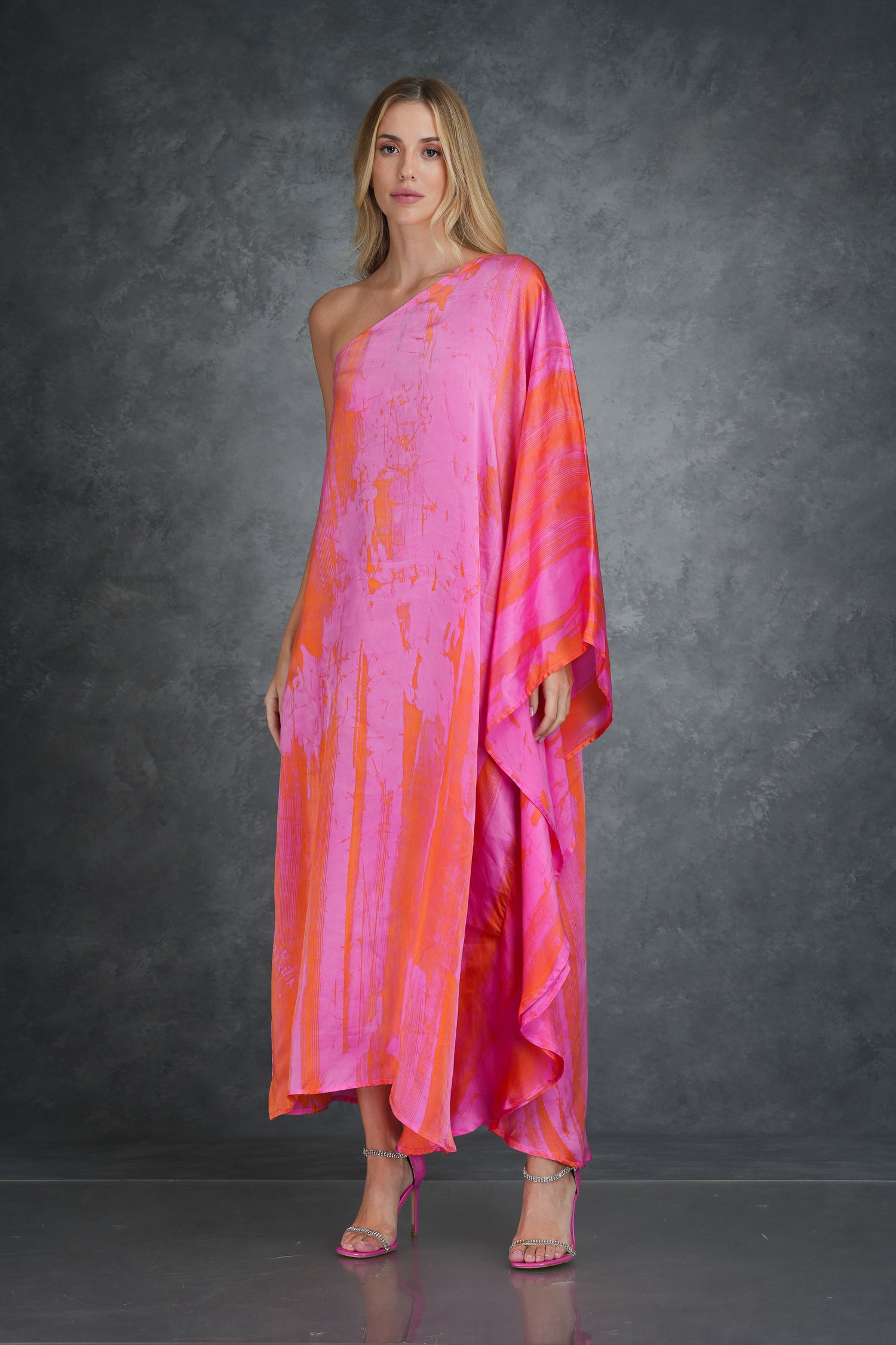 Pink and Orange Bliss One Shoulder Dress