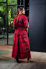 Maroon Tie-Dye Shirt Dress