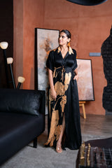 Black Gold Blossom Shirt Dress -   PRE-ORDER